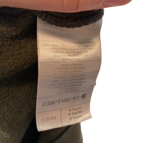 Y2K Carhartt Original Fit Military Green Distressed Thrasher Hoodie Size Medium - Picture 14 of 16